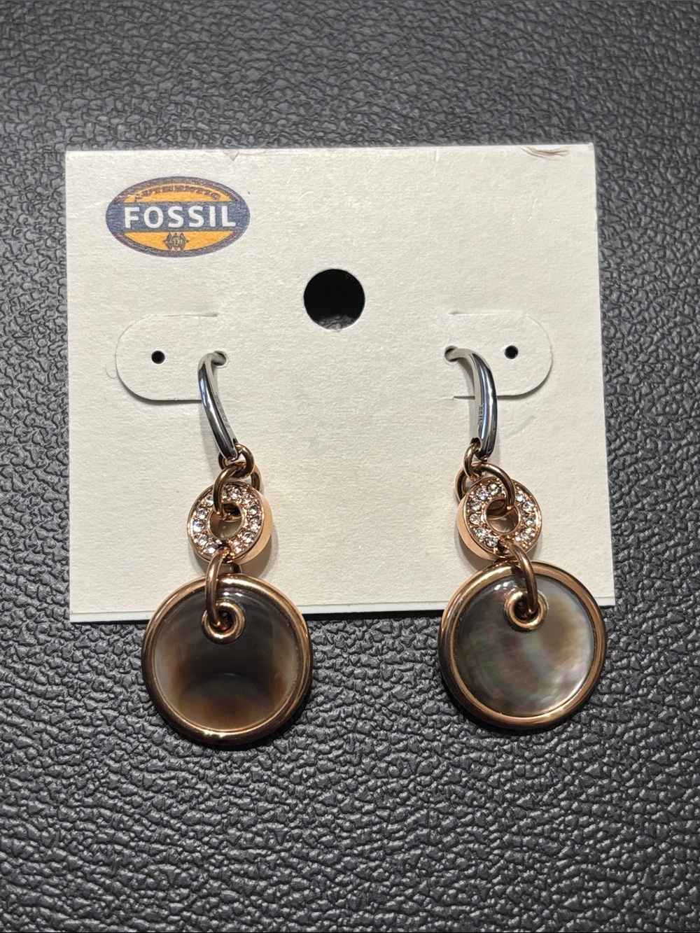 Fossil Rose Gold and Iridescent MOP Drop Earrings